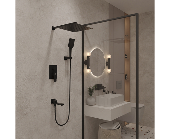 Three ways concealed shower mixer 939003, matte black Three ways concealed shower mixer 939003, matte black