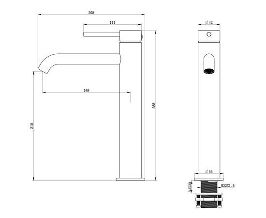 Высокий смеситель для раковины Oliveeka OL-88239017-BG, золотой матовый - Изображение 2