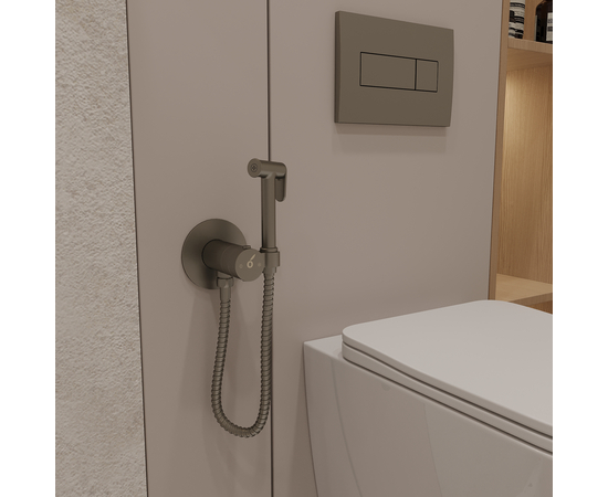 Гигиенический душ с термостатическим смесителем Oliveeka OL-829909-BGM, матовый оружейный металл