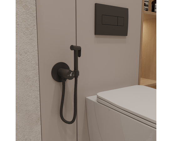 Гигиенический душ с термостатическим смесителем Oliveeka OL-829909-MB, черный матовый