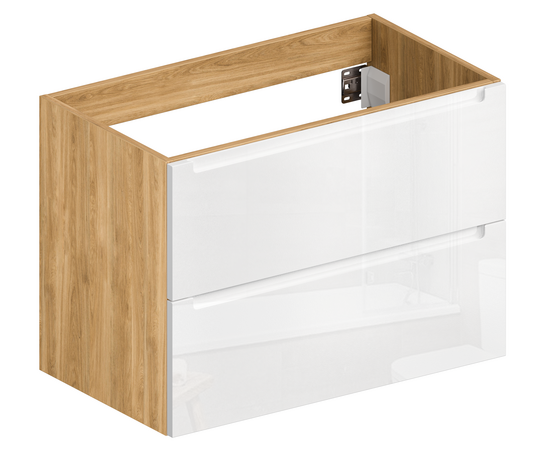Тумба для ванной комнаты ЗОВ Эридан, под умывальник, Белый глянец/Дуб 100 