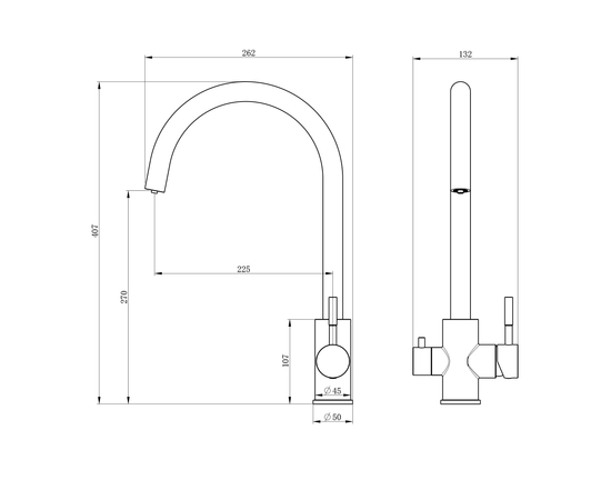 Кухонный смеситель с подключением к фильтру Oliveeka OL-458022-MB, черный матовый - Изображение 2
