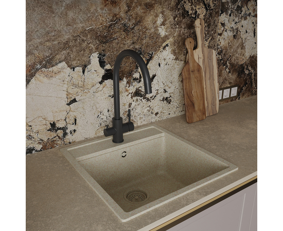 Кухонный смеситель с подключением к фильтру Oliveeka OL-458022-MB, черный матовый