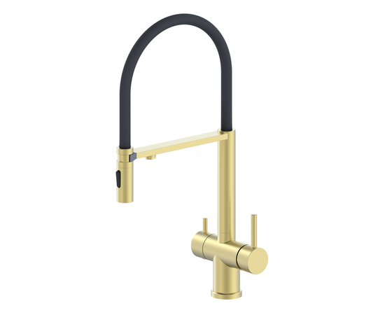 Кухонный смеситель с гибким изливом Oliveeka OL-458009-BG, золотой матовый