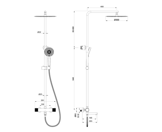 Душевая стойка с термостатом Oliveeka OL-739902-MB, черный матовый - Изображение 2