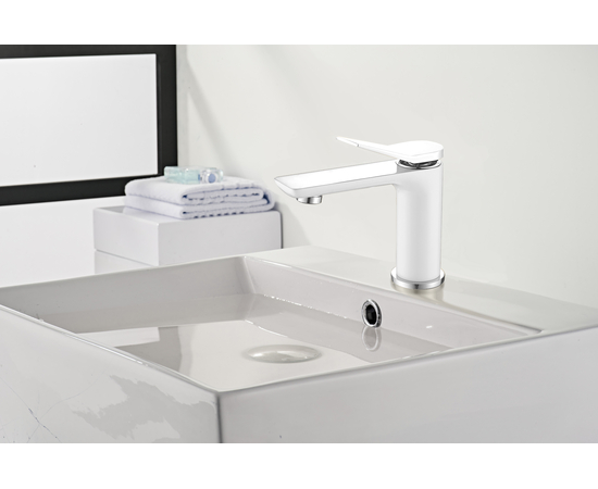 Смеситель для раковины Oliveeka F05WS белый хром