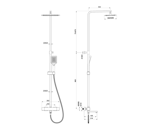Душевая стойка с термостатом Oliveeka OL-739901-MB, черный матовый - Изображение 2