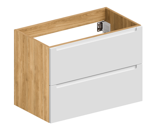 Тумба для ванной комнаты ЗОВ Эридан, под умывальник, Белый мат/Дуб 80