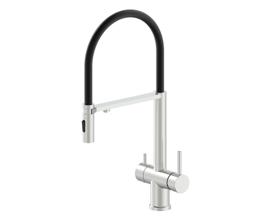 Кухонный смеситель с гибким изливом Oliveeka OL-458009-BN, никель матовый