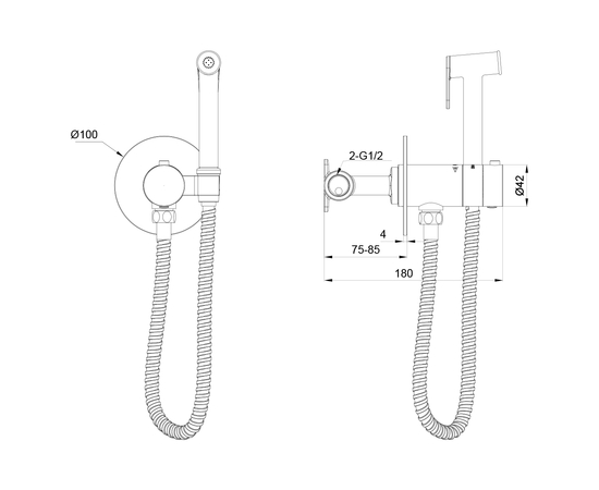 Гигиенический душ с термостатическим смесителем Oliveeka OL-829909-BGM, матовый оружейный металл - Изображение 2