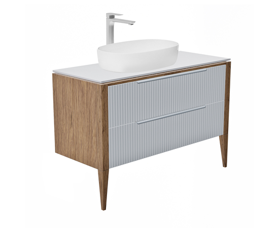 Тумба со столешницей Валенсия 100, Камень / Столешница компакт-плита, Белая