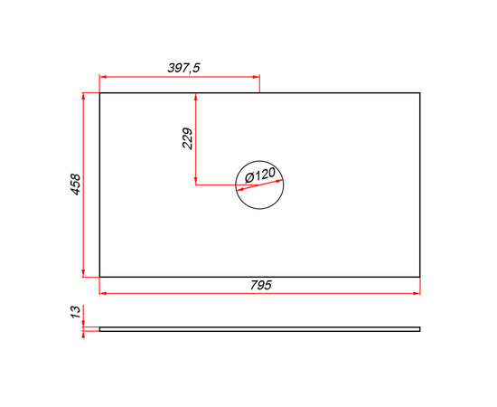 Столешница компакт-плита 13 Куритиба, 1 вырез, 795х458 мм - Изображение 6