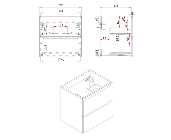 Тумба под раковину/столешницу Дион 60 Серо-синий - Изображение 3