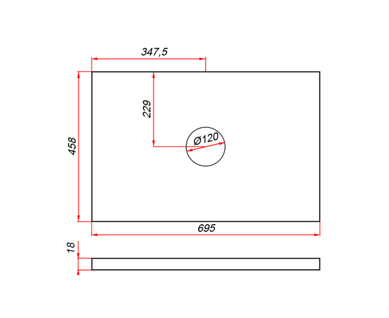 Деталь-крышки стола для мебели (ЛДСП) CLDSP18W695458C1 Белая 695*458 (1 вырез) - Изображение 3