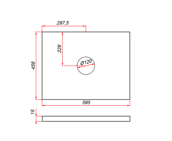 Деталь-крышки стола для мебели (ЛДСП) CLDSP18H595458C1 Антрацит 595*458 (1 вырез) - Изображение 3
