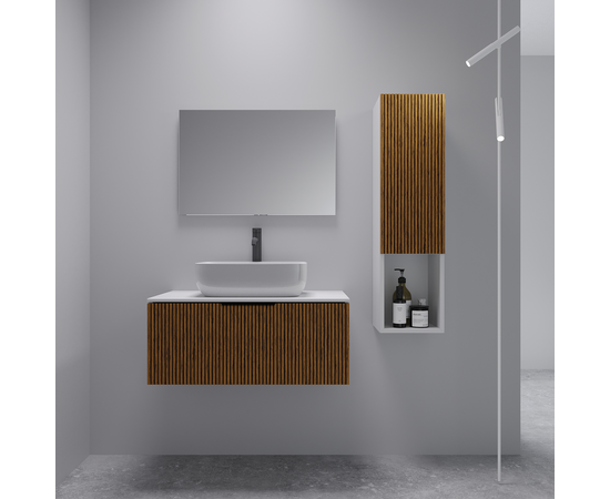 Шкаф навесной Кито Белый/Тростник