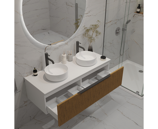 Тумба под раковину/столешницу Кито 120 Белый/Тростник - Изображение 4