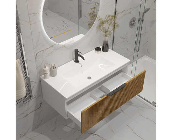 Тумба под раковину/столешницу Кито 80 Белый/Тростник - Изображение 3