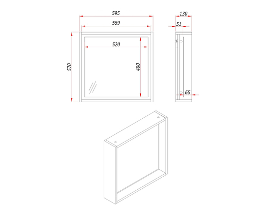 Полка с зеркалом Парма, Дуб 60 - Изображение 2