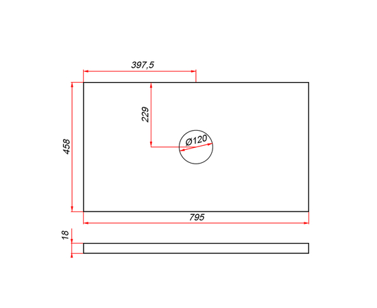 Деталь-крышки стола для мебели (ЛДСП) CLDSP18A795458C1 Аттик 795*458 (1 вырез) - Изображение 3
