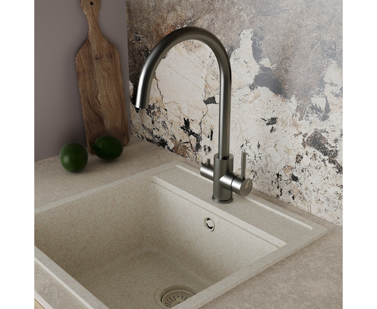 Кухонный смеситель с подключением к фильтру Oliveeka OL-458022-BGM, матовый оружейный металл