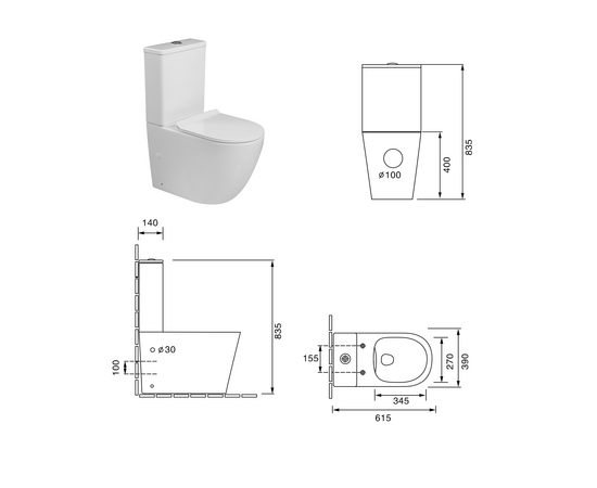 Напольный унитаз Oliveeka 2055 белый - Изображение 2