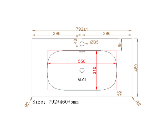 Раковина из авиаля Oliveeka M115G80 темный серый - Изображение 8