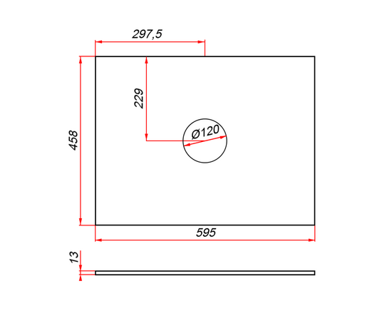 Столешница компакт-плита 13 Белая, 1 вырез, 595х458 мм - Изображение 4