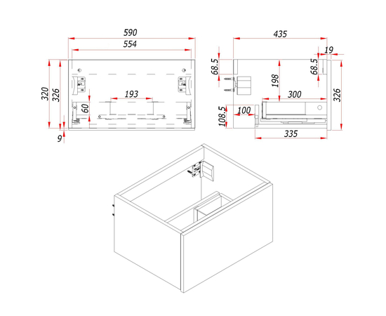 Тумба с раковиной Кито Флавио 60 Белый РЕТ - Image 6