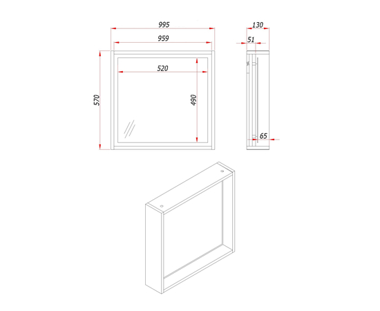 Полка с зеркалом Парма, Дуб 100 - Изображение 2