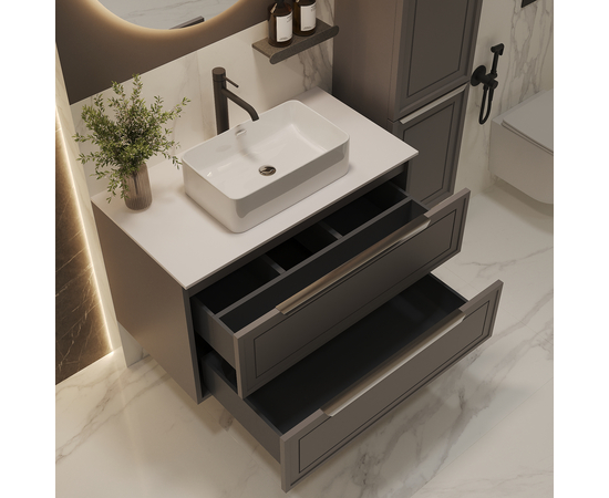 Тумба со столешницей Севилья 100, Платиновый / Столешница компакт-плита, Белая - Изображение 5