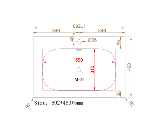 Раковина из авиаля Oliveeka M115B70 темный коричневый - Изображение 9