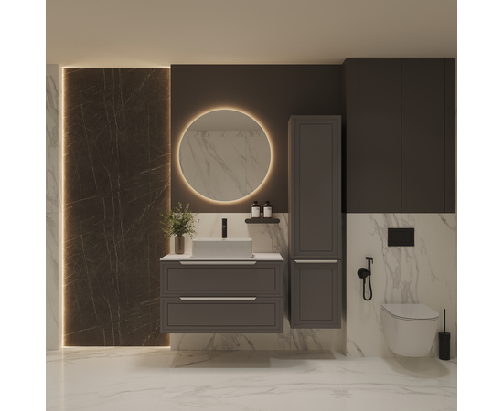 Тумба со столешницей Севилья 100, Платиновый / Столешница компакт-плита, Белая - Изображение 3