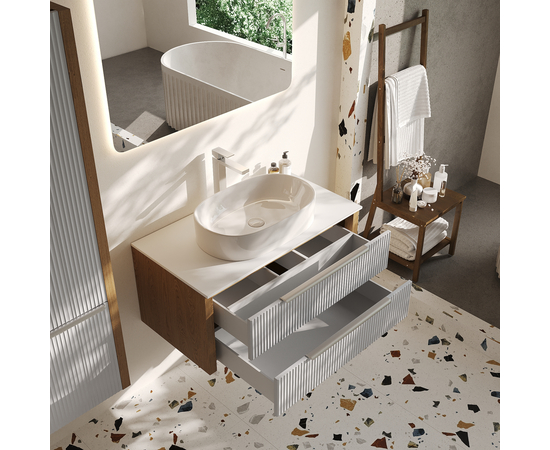 Тумба со столешницей Валенсия 100, Камень / Столешница компакт-плита, Белая - Изображение 3