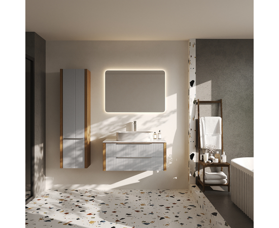 Тумба со столешницей Валенсия 100, Камень / Столешница компакт-плита, Белая