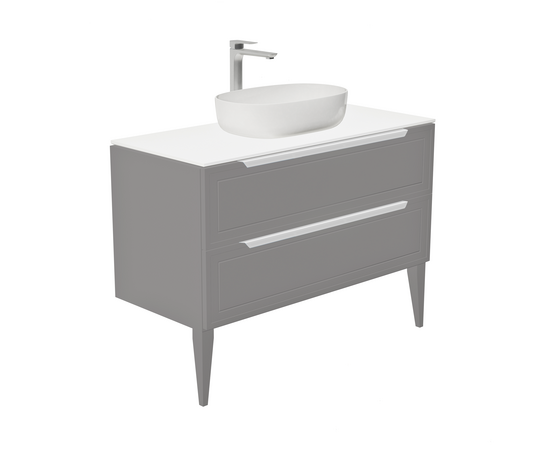 Тумба со столешницей Севилья 100, Платиновый / Столешница компакт-плита, Белая