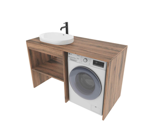 Тумба Стамбул S130LAW0LAWWMC2BC-OL6002, Древесина Аттик 130 (2 выреза BC, левое расположение ниши)/раковина 6002