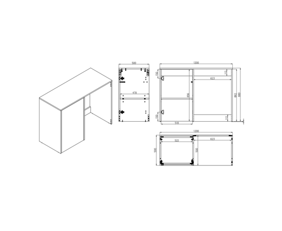 Тумба Стамбул S120LAW0LAWWMD, Древесина Аттик 120 (без вырезов, с дверью, универс) - Изображение 5