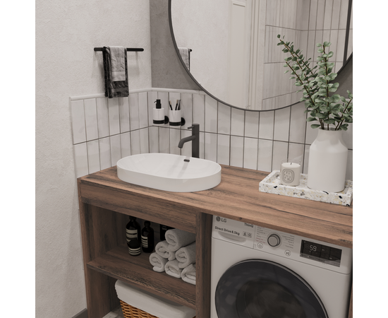 Тумба Стамбул S130LAW0LAWWMC2BC-OL6002, Древесина Аттик 130 (2 выреза BC, левое расположение ниши)/раковина 6002 - Изображение 3