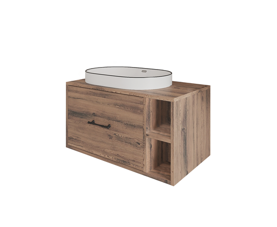 Тумба под раковину Дион-Анталья A100LOW1BC, Дуб Веллингтон 100 / столешница ЛДСП  Дуб Веллингтон (1 вырез BC)