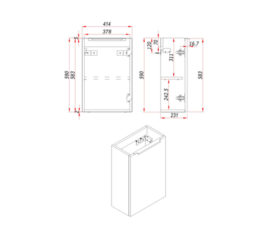 Тумба под раковину Монови Слим 40 Белый/Тростник - Image 3
