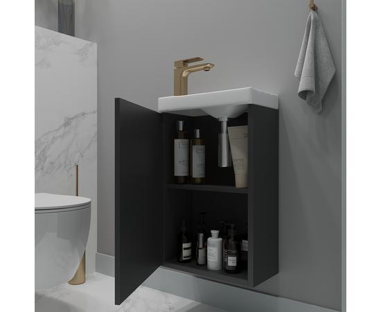 Тумба с раковиной Монови Слим 40 Антрацит - Изображение 3