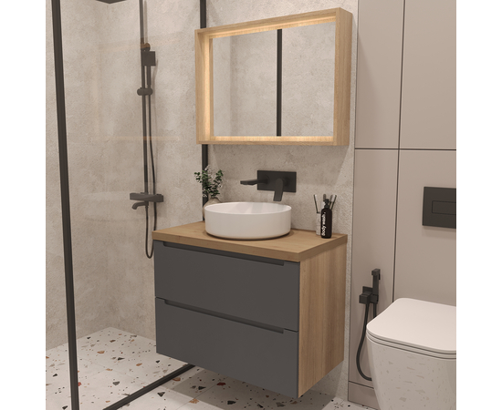 Тумба со столешницей Дион 60 Графит мат/Дуб - Изображение 3