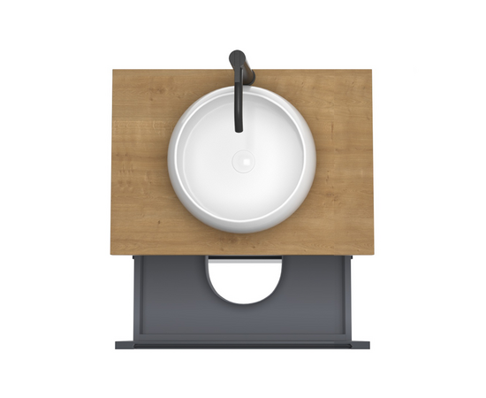 Тумба под раковину/столешницу Дион 80 Графит мат/Дуб - Изображение 2