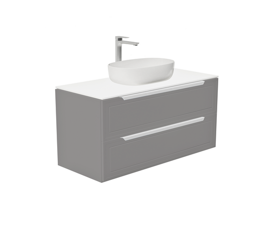 Тумба со столешницей Севилья 100, Платиновый / Столешница компакт-плита, Белая