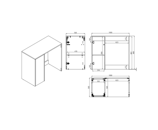 Тумба Стамбул S100LWP0LWPWMD, Премиум 100 (без вырезов, с дверью, универс) - Изображение 4