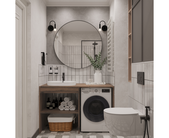 Тумба Стамбул S130LAW0LAWWMC2BC-OL6002, Древесина Аттик 130 (2 выреза BC, левое расположение ниши)/раковина 6002 - Изображение 2