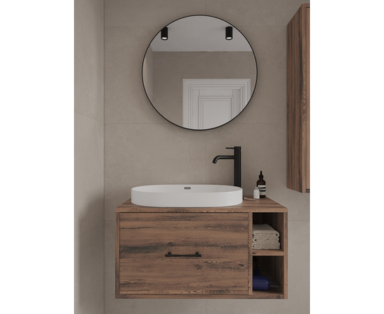 Тумба под раковину Дион-Анталья A100LOW1BC, Дуб Веллингтон 100 / столешница ЛДСП  Дуб Веллингтон (1 вырез BC)