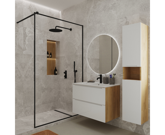 Тумба под раковину/столешницу Дион 100 Белый мат/Дуб - Изображение 5