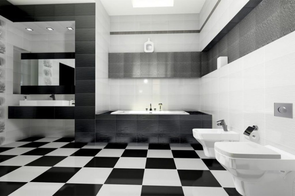 Черно-белая ванная